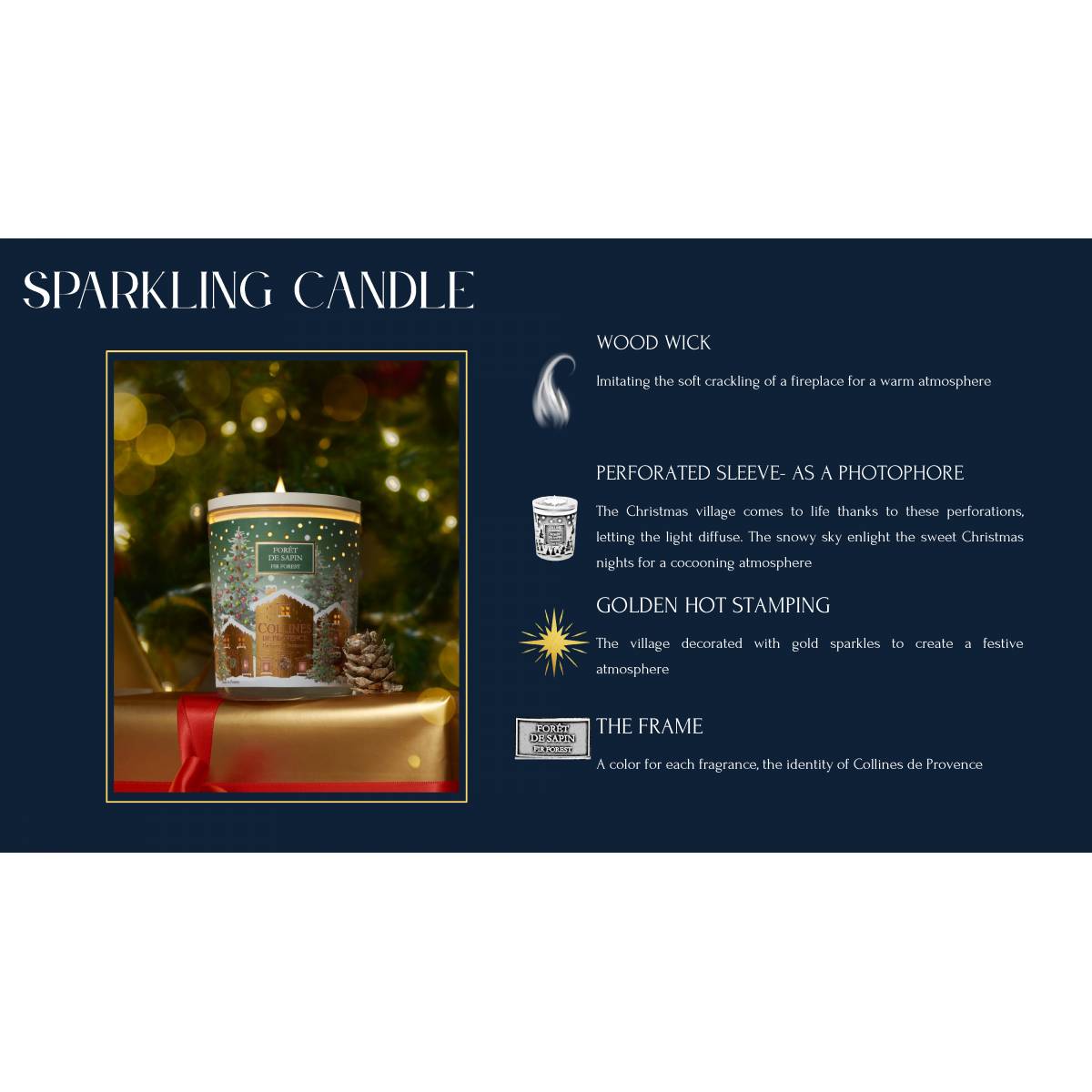 Свічка Collines de Provence Цукерка Тростина Christmas (Новорічна) 75г