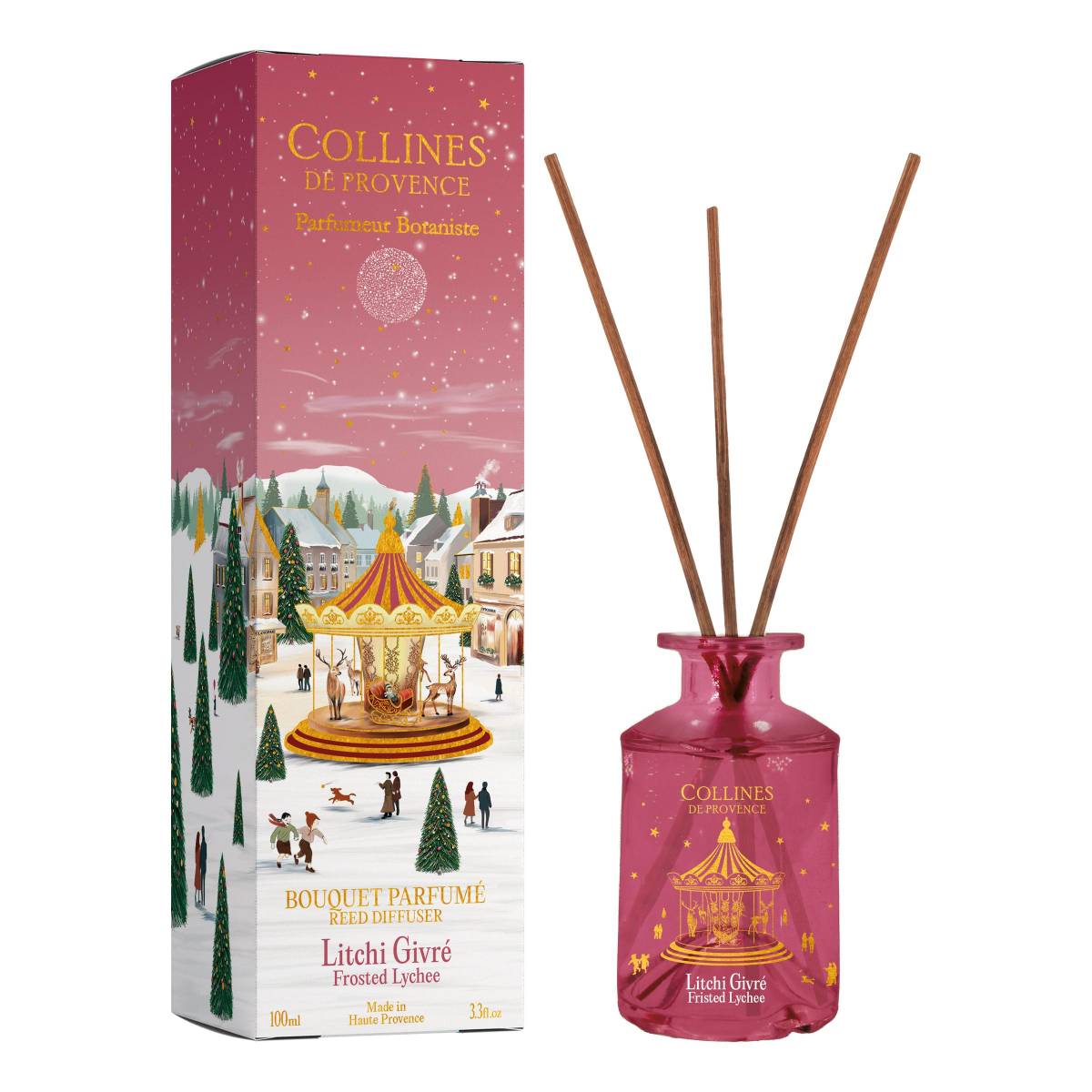 Аромадифузор Collines de Provence Лічі в інеї Christmas (Новорічна) 100мл