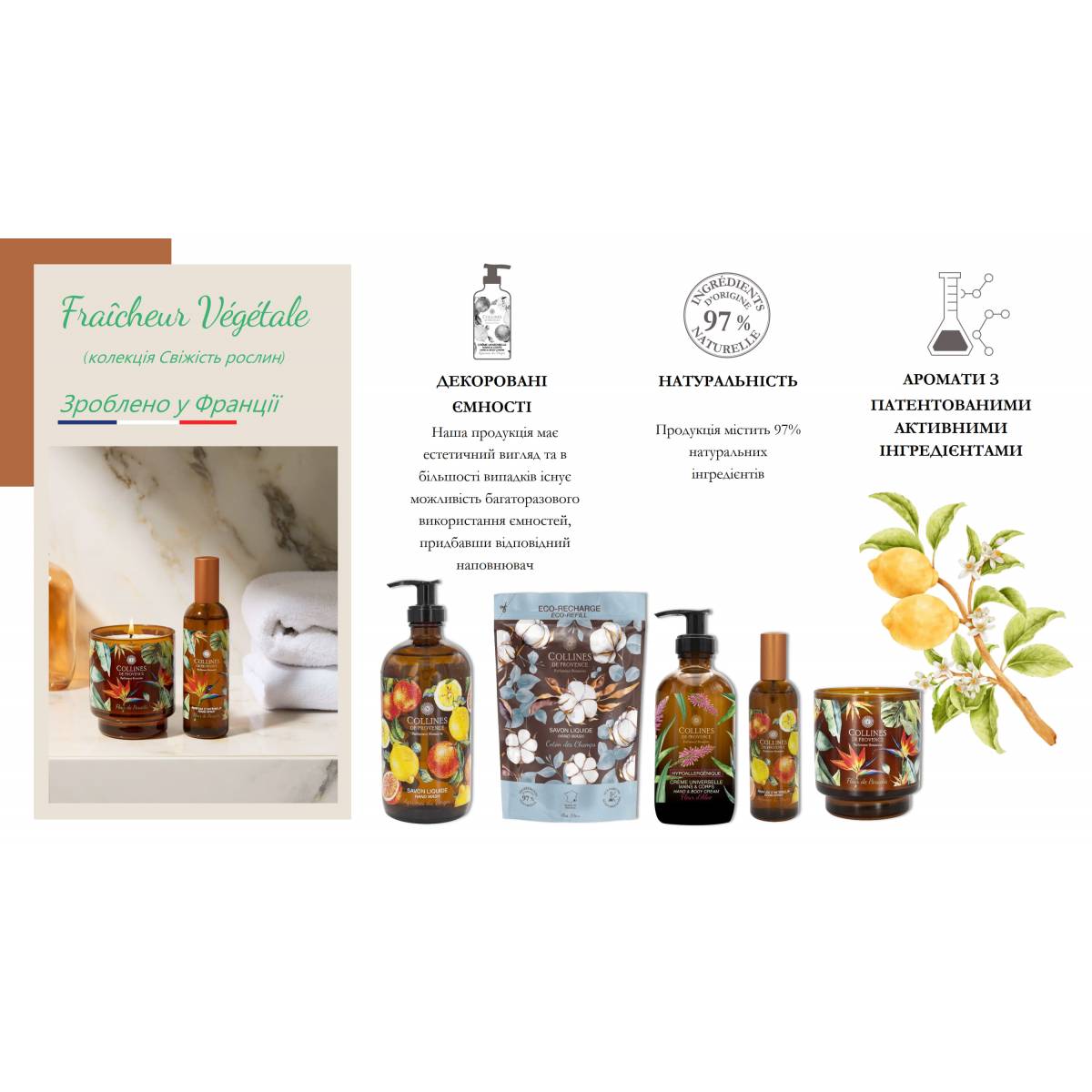 Спрей парфумований для текстилю Collines de Provence Сяйво цитрусового саду 250мл